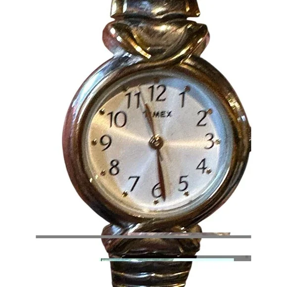 Timex watch women's elastic band Gold Silver Tones Circle Face classic casual - Picture 6 of 12